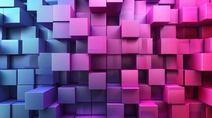 3D cubes pattern with blue and pink shades