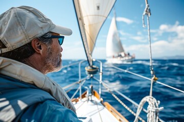 Yacht skipper competing in sailing event