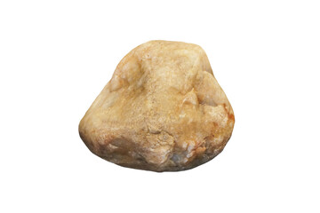 Cut out quartzite gravel rock specimen isolated on white background.