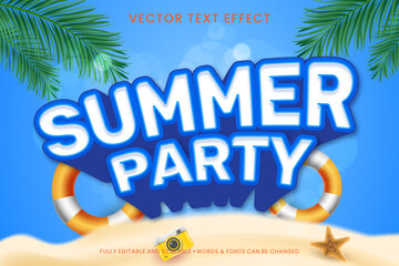 Happy summer vector text effect 3d style