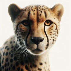 portrait of a cheetah on white