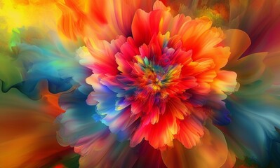 Explosion of Color in Abstract Floral Art - obrazy, fototapety, plakaty
