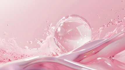 Illustration of a ball-shaped liquid background for a cosmetic product scene.
