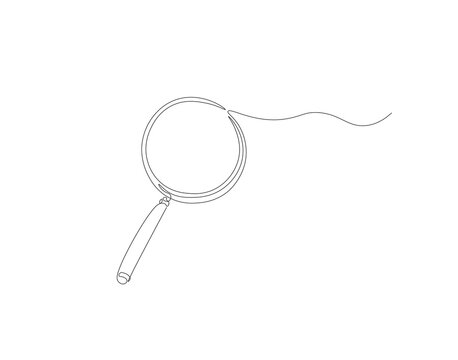 recommend clip art: Continuous line drawing of magnifying  glass. One line of magnifying  glass. Magnifier continuous line art. Editable outline.