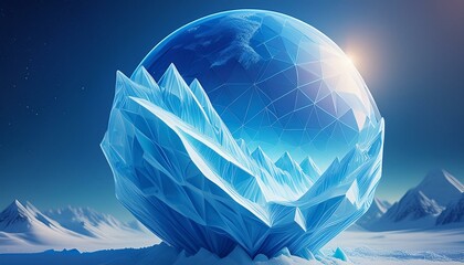 3D 렌더링 얼음행성 얼음요새 - obrazy, fototapety, plakaty