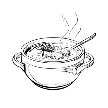 recommend clip art: hot pot or steamboat line art icon
