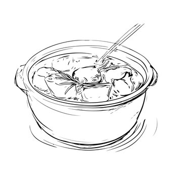 recommend clip art: hot pot or steamboat line art icon
