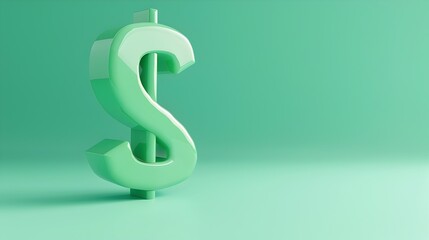 Fototapeta premium Glossy Green 3D Dollar Sign Icon Representing Financial Stability and Growth
