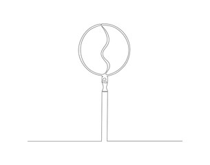 Continuous line drawing of magnifying  glass. One line of magnifying  glass. Magnifier continuous line art. Editable outline.