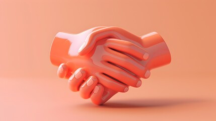Obraz premium Warm and Playful 3D Handshake Icon Signifying Partnerships and