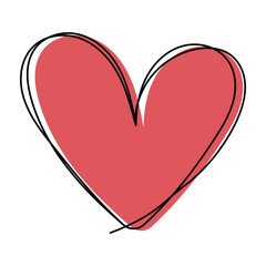 Heart Doodle With Offset Red Colour