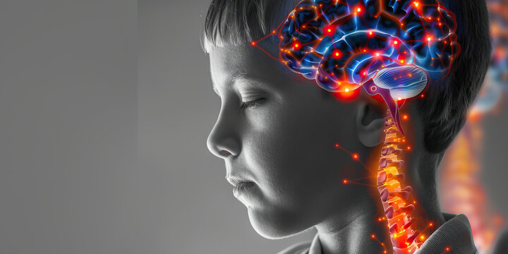 Cerebral Palsy: The Muscle Spasms and Motor Impairment - Visualize a child with stiff, uncontrollable movements, with highlighted brain areas affecting motor control