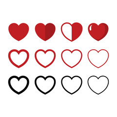 Hearts Multiple Styles Red and Black Set