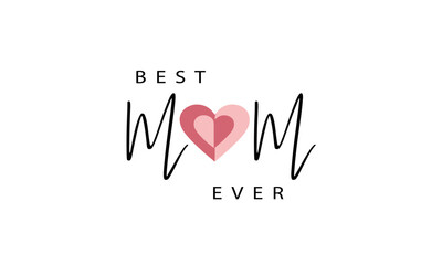 Mother's Day greeting card pink paper heart vector illustration heart and love symbol 