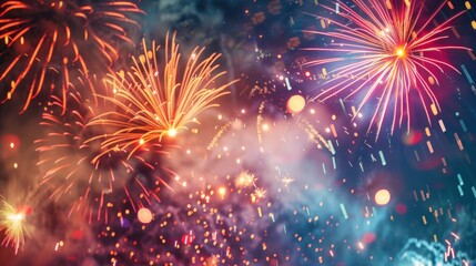 background of fire crackers in the sky