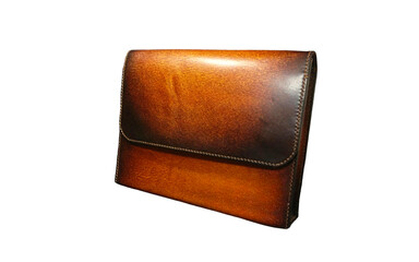 brown leather wallet isolated background