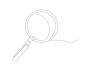 Continuous line drawing of magnifying  glass. One line of magnifying  glass. Magnifier continuous line art. Editable outline.