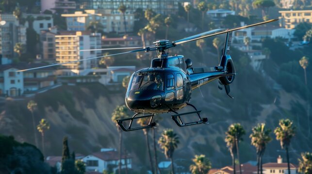 Police Department helicopter making a sharp turn generative ai