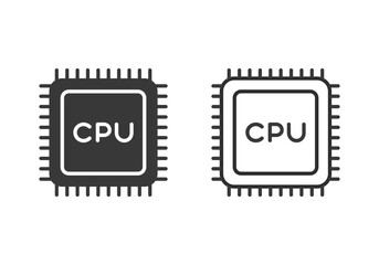 Central processing unit icon set. Flat vector illustration. White background. 