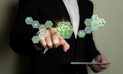 Net Zero concept. Reduction of greenhouse gas emissions. Direct emissions reduction, reforestation, carbon removal technologies.