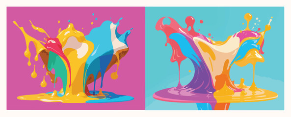 Splashes of Vector Color Paints Collection - Vibrant Spills Embracing the Beauty of Joy.