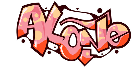 Alone word graffiti text font sticker