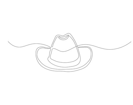 recommend clip art: Continuous line drawing of cowboy hat. One line of cowboy hat. Cowboy continuous line art. Editable outline.