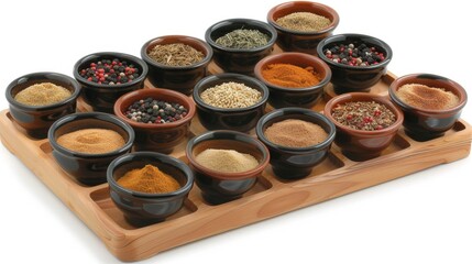 Vibrant spice palette  an artistic arrangement of colorful spices in small bowls and containers