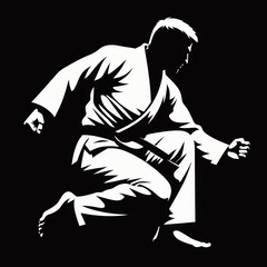 the silhouette of a judoka preparing for a match