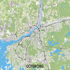 Gothenburg (Göteborg) Sweden map poster art