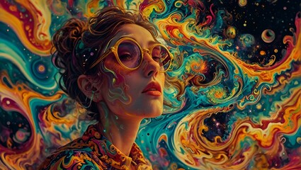 psychedelic color burst, digital paint art