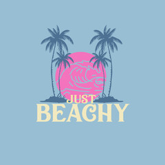 Just Beachy summer sunset palm tree t shirt design