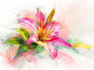 floral , elegant, crayon style, painting, background, graphic resource, pink, yellow, green