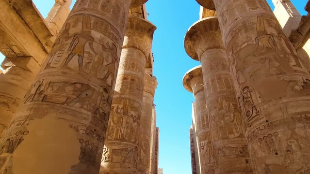 Karnak Temple in Luxor, Egypt. The Karnak Temple Complex, commonly known as Karnak, comprises a vast mix of decayed temples, chapels, pylons, and other buildings in Egypt