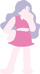 可愛くデフォルメした水着の女の子のイラスト