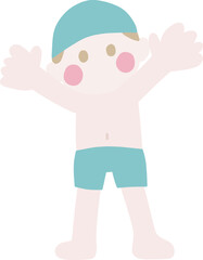 シンプルにデフォルメした水着の男の子のかわいいイラスト