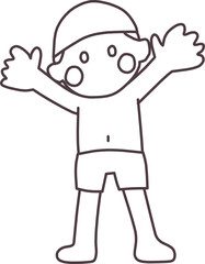 シンプルにデフォルメした水着の男の子のかわいいイラスト
