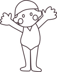 シンプルにデフォルメした水着の女の子のかわいいイラスト