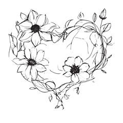 “Monochrome Magic: Floral Hearts, Fruity Outlines, Ink Circles, and Grungy Scribbles” 🖤🌸🍎🎨