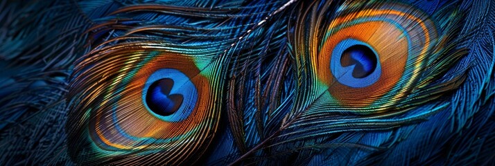 Detailed macro photography capturing vivid peacock feathers in stunning close up © Ilja
