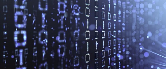 Cyber Security Digital Background with Flowing Binary Code Lines