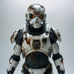 robot cyborg soldier on white
