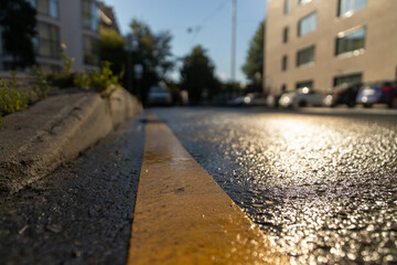 Vibrant Mosaic: Moscow Street Adorned With Yellow Line