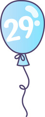 balloon for happy birthday date 29, blue balloons with transparent background