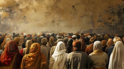 Witnessing a Religious Ceremony: A Gathering of Onlookers. Concept Religious Rituals, Spiritual Observance, Observers, Community Gathering, Traditional Ceremony,