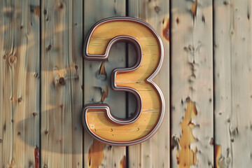 Number 3 in 3d style - obrazy, fototapety, plakaty