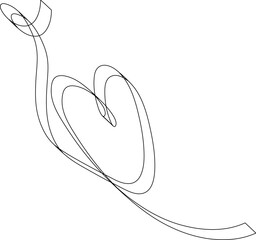 Heart ribbons thin line, concept of love