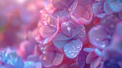 Radiant Gloss: Wildflower mophead hydrangea emits a radiant glow from its glossy, liquid petals.