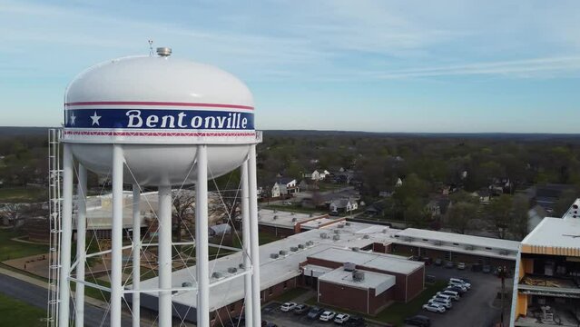 aerial view of Bentonville city in Northwest Arkansas