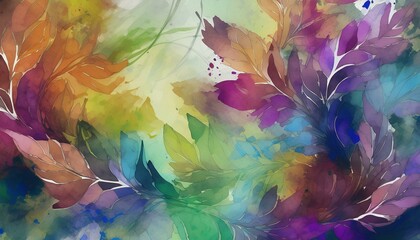 Fototapeta na wymiar Nature-Inspired Colorful Abstract Watercolor Wallpaper